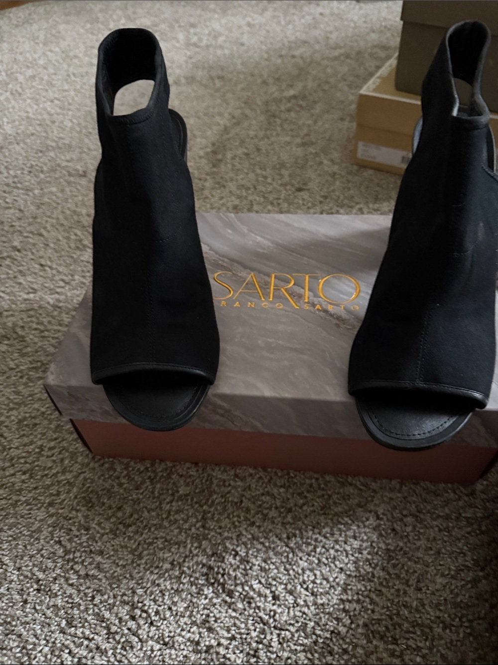 SARTO By Franco Sarto Black Open-Toe Stretch Mules